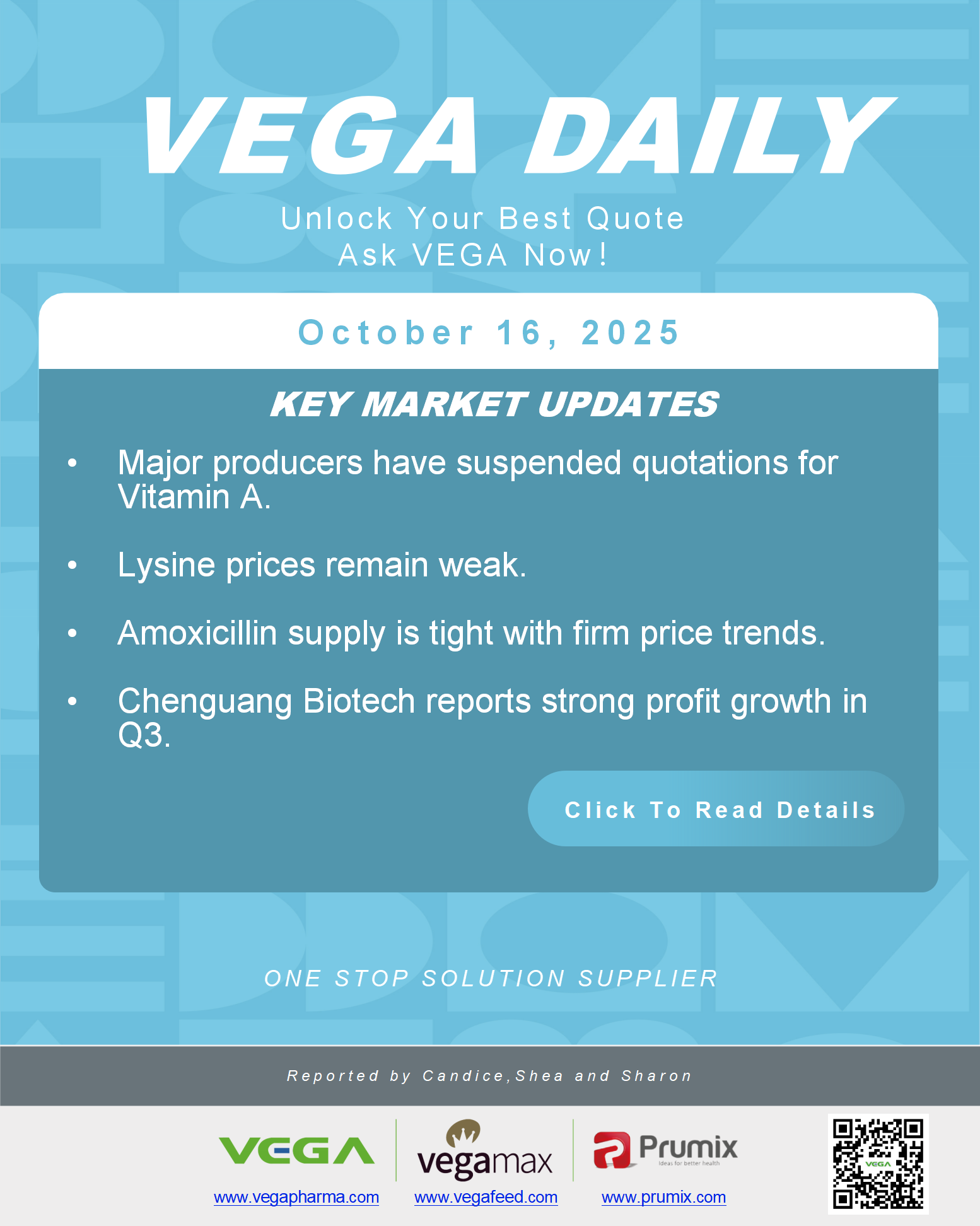 VEGA Daily Dated on October 16th 2025 Vitamin Amino Acid APl Food Additives.png VEGA Daily Dated on October 16th 2025 Vitamin Amino Acid APl Food Additives.png